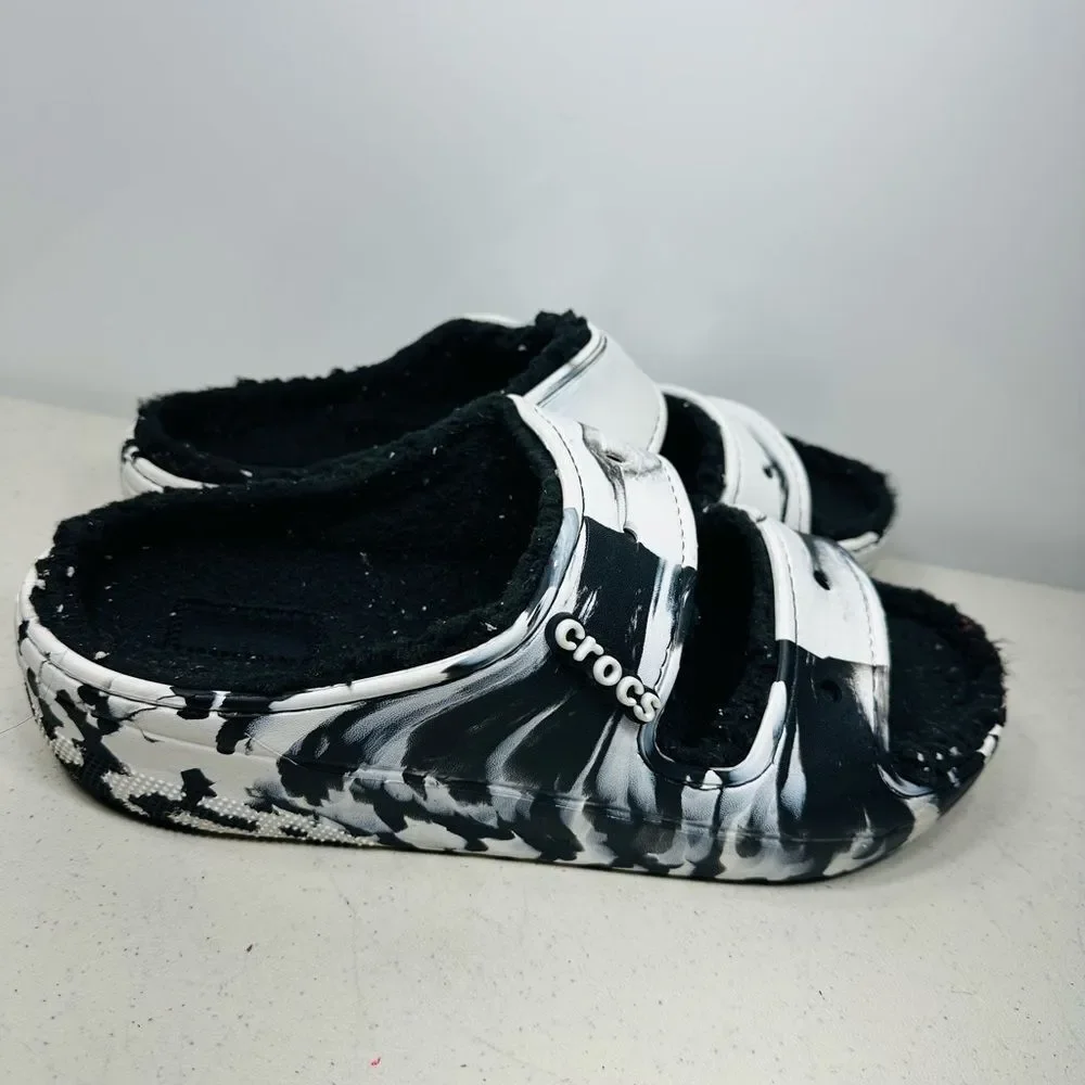 Crocs Adult Classic Cozzzy Platform Sandals | Fuzzy Slippers Slide Size 12 Men